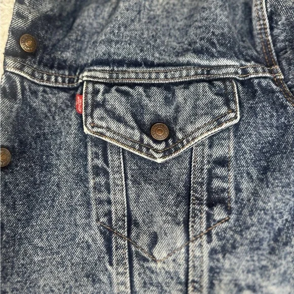 Levi Sherpa Jean Jacket San Francisco MediumUSA Made 80's Trucker Vintage Levi's - Picture 5 of 12